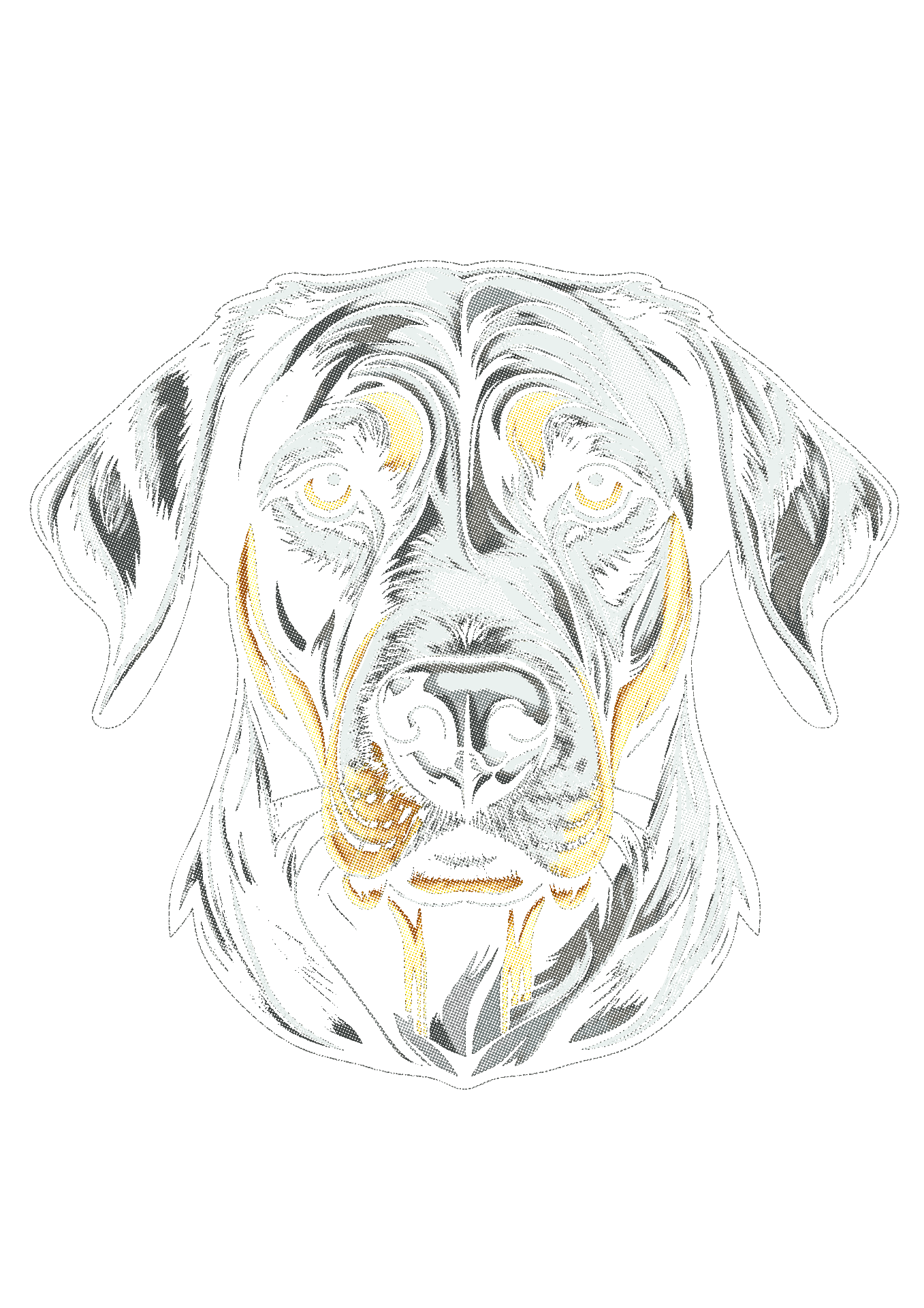 Same panther rendered as a press-ready AM halftone separation